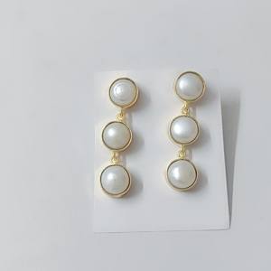 Boucles d'oreilles en perles naturelles, argent sterling 925, plaqué or 18 carats, élégantes boucles d'oreilles pendantes en perles pour femmes, boucles d'oreilles de mariée en perles - Product Image 4