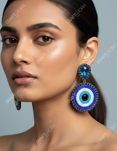 Pendientes Colgantes Redondos Hechos a Mano con Cuentas de Ojo Turco para Mujer, Protección Nazar, Joyería de Fiesta, Regalo - Product Image 3