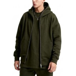 Sudadera con capucha de forro polar con cremallera extragrande para hombre – Sudadera informal cálida y gruesa para invierno - Product Image 4