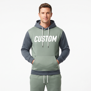 Sweat à capuche pour homme 100% polyester, coupe classique, couleur contrastée, manches longues, poche kangourou, streetwear, logo personnalisé - Product Image 1