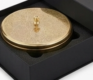 Boîte à épices ronde dorée de qualité supérieure avec couvercle sculpté et 6 compartiments pour le rangement en cuisine - Product Image 4
