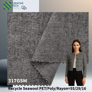 RCO-2B2289 Lana de mar reciclada/poliéster/rayón/spandex=37/53/8/2 Y/D, telas tweed hechas con PET reciclado de conchas de ostra sostenibles. - Product Image 2