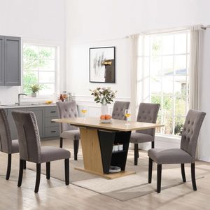 Tavolo da Pranzo Allungabile Moderno da 61,81 Pollici con Vano Portaoggetti Integrato, Struttura in Metallo Robusto e Base in MDF - Product Image 3