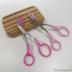 Ciseaux à sourcils de qualité supérieure, lame incurvée, pointe acérée, acier inoxydable, manche en plastique, pour filles - Product Image 5