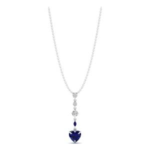 Collier pendentif REYES, nouveau design, argent sterling 925, saphir bleu taille cœur 3,46 carats avec moissanites, forme goutte d'eau - Product Image 4