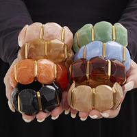 Bracelet élastique géométrique rétro en résine pour femmes, perles acryliques colorées, bijoux extensibles