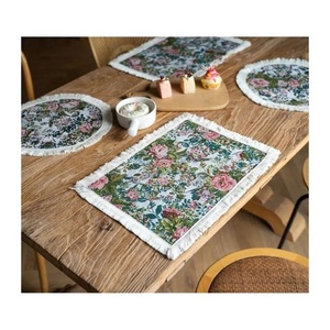 2/4/6 Uds. Patrón de decoración bordado esponjoso bordado personalizable para mesa de comedor té 42*32cm posavasos de lino mantel de cocina - Product Image 1