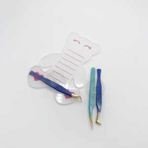 แหนบเคลือบผงแวววาวสีเงินเข้มปลายแหลมสำหรับต่อขนตาที่จับเพชรแข็งทำจากสเตนเลสสตีลสีทอง - Product Image 3