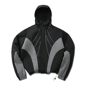 Sweat à capuche coupe-vent pour homme en nylon/coton, décontracté, écologique, respirant, style streetwear, service OEM, logo frontal - Product Image 1