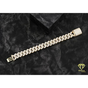Fully <b>Iced</b> <b>Out</b> Moissanite Cuban <b>Chain</b> Bracelet with Premium Jewelry Craftsmanship and Maximum Sparkle - Product Image 1