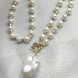 Collier de perles d'eau douce rondes de 6 mm avec design ballon, longueur de 50 cm - Product Image 3