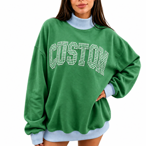 Trendy Sweatshirt Oversized Comfort Fit <b>Layered</b> Mock Neck Style Statement Graphic Front Modern Casual Wear Autumn Knitted <b>Top</b> - Product Image 3