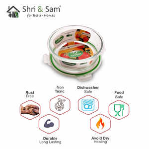 650ml Round <b>Glass</b> Food Storage & Bakeware <b>Container</b> with Airtight <b>Lid</b> Clickfresh Product - Product Image 3