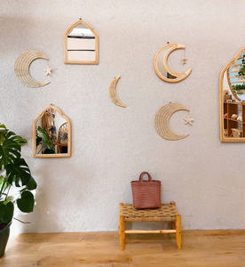 Decoración de luna de ratán tejido para habitaciones infantiles, luna colgante para cuna, adorno de pared para dormitorios infantiles. - Product Image 4