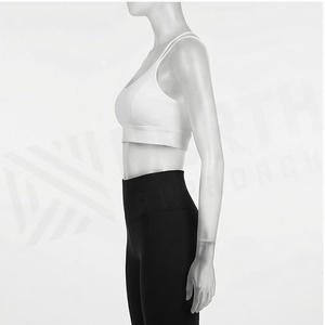 2 Piece Yoga Set White Crop <b>Top</b> Black High Waist Leggings Seamless Solid Spandex Polyester Breathable Sportswear - Product Image 3