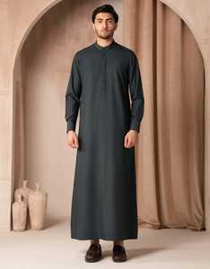 Modest Islamic Prayer Wear Solid Color All Seasons Middle East Style <b>Thobe</b> Floor Length - Product Image 4