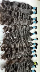 Cheveux naturels indiens Remy bouclés pour bébé, double épaisseur, en bande, 100g, 34 pouces, cheveux de temple en vrac, teints noir, style tissage - Product Image 6