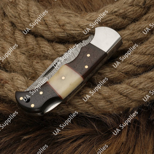 Couteau pliant personnalisé en acier Damas avec verrouillage arrière, manche exotique, haute qualité, pour activités de plein air, EDC, camping, chasse, tactique – Fournisseur OEM ODM - Product Image 4