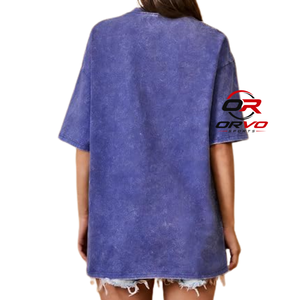 Camiseta Extra Grande para Mujer ORVO SPORTS, Cuello Redondo, Manga Corta, Algodón Lavado, Logotipo Estampado en la Parte Delantera, Estilo Casual - Product Image 2