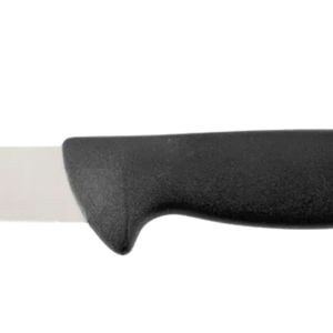 Couteaux à viande à lame argentée et manche noir, avec poignée ergonomique texturée, protège-doigts et pointe affûtée pour la découpe en cuisine - Product Image 5