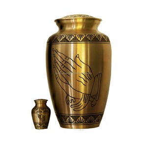 Urnas de cremación para adultos de latón con adhesivo de diseño de flores hermosas y de alta calidad con urnas funerarias de Metal con acabado negro - Product Image 3