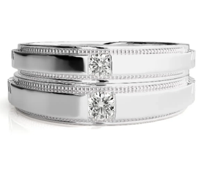 925 Sterling Silver Silver Plated Solitaire Minimalist <b>Couple</b> <b>Rings</b> - Product Image 3
