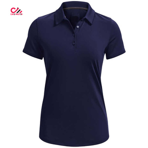 Polo à manches courtes pour femme avec logo brodé sur le devant, style décontracté, 100% polyester tissé et respirant - Product Image 1