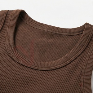 <b>Women</b> Brown Ribbed Racerback Crop Top High Waist <b>Leggings</b> 2 Piece Set Solid Yoga Outfit - Product Image 4