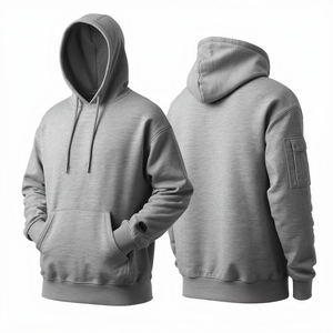Custom 350gsm Heavyweight Regular Fit Boxy Fleece Pullover Hoodie with Pocket 100% Cotton Anti-Pilling Winter Solid for Men - Product Image 1