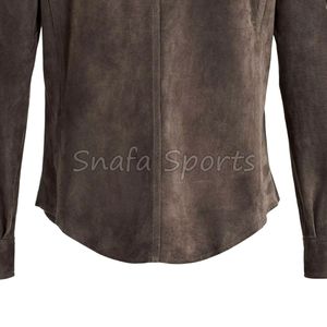 Camisa de cuero de gamuza de diseño para hombre, fabricada profesionalmente, de manga larga, para otoño, en venta. - Product Image 5