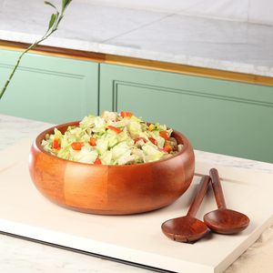 DESIGNS Saladier en bois extra large avec grande capacité |   Bol de service pour salade, adapté aux aliments |   (Finition naturelle) - Product Image 2