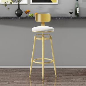 Juego de 2 Taburetes de Bar giratorios blancos modernos con tapicería ajustable, taburete de bar contemporáneo de terciopelo, muebles - Product Image 3