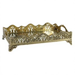 Elegant Brass Tray Polished Finishing Metal Handicraft Multi-Functional for Christmas Party Serving Contemporary Home Decor - Product Image 1