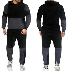 Sudadera de lana de algodón unisex al por mayor, jersey de dos piezas, chándal para correr de talla grande, bloque de color personalizable para hombre, Primavera - Product Image 3