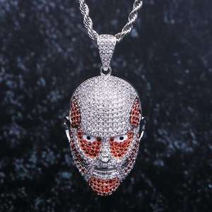 Colgante de Máscara con Cristales de Imitación Plateados, Estilo Hiphop, Joyería de Aleación para Hombre, Regalo - Product Image 2