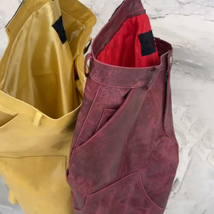 OEM Manufacturer Custom Baggy Multi Pockets Hommes Utility Work Luxury <b>PU</b> Leather <b>Shorts</b> for Men - Product Image 2