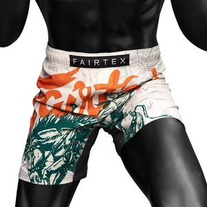 Shorts de MMA Fairtex RTS à prix de gros, blancs avec imprimé orange, qualité durable, coupe classique, pour arts martiaux mixtes AI-MS-818 - Product Image 3