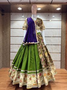 Conjunto de Lehenga Choli para Mujer, Algodón Puro Bordado, Reversible, Traje Festivo para Bodas y Diwali - Product Image 3