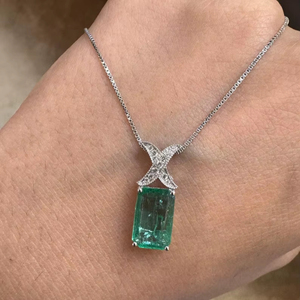 Emerald Pendant Necklace Baguette Cut 925 Sterling Silver Luxury Jewelry Women Elegant <b>Wedding</b> Gift Durable Design - Product Image 1