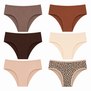 Lot de 6 culottes hipster taille mi-haute pour femme, couleurs unies, respirantes, lavables en machine, sans coutures, en nylon - Product Image 5