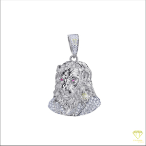 Colgante de Joyería de Lujo con Diseño de León, Acabado Pulido y Piedras de Diamante Moissanite VVS - Product Image 3