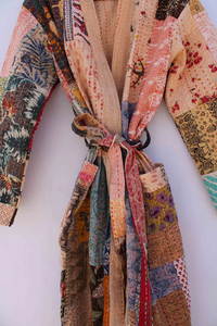 Bata Kimono de Algodón 100% Suave y Transpirable con Estampado de Bloques y Dibujos Animados Naaz para Mujer, Camisón de Verano Hecho a Mano con Cintura Elástica ODM - Product Image 3