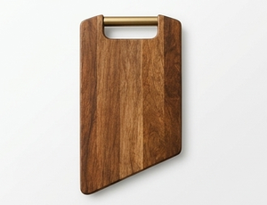 Planche à découper en bois de manguier finition noyer, planche à découper inclinée avec poignée en laiton, plateau de service pour charcuterie - Product Image 5
