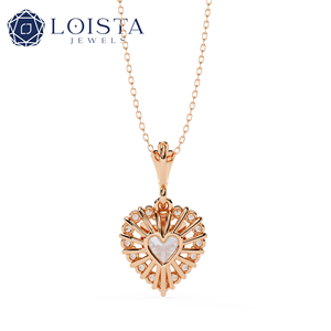 LOISTA Collier avec pendentif en forme de cœur en or rose et diamant pour femme, style romantique, à porter au quotidien - Product Image 1