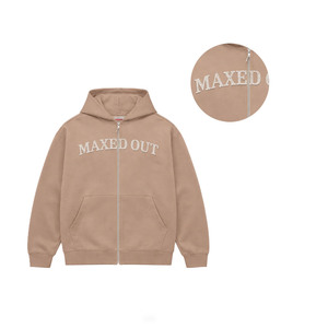 <b>Neutral</b> Tone Cotton Fleece Men Hoodie Applique Embroidery Oversized Zip Up Hoodies for Men Streetwear Brand Manufacturing - Product Image 2