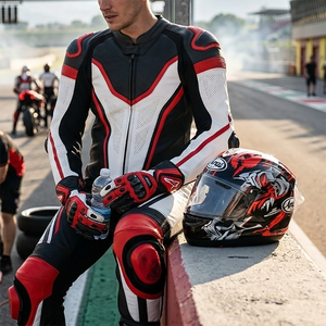 เสื้อแจ็คเก็ตมอเตอร์ไซค์หนังแท้ Custom Racing สำหรับผู้ใหญ่ ระบายอากาศได้ดี กันลม แห้งเร็ว ชุดเสื้อผ้ามอเตอร์ไซค์สำหรับขาย - Product Image 6