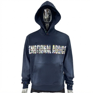 Sweat-shirt à capuche en coton tricoté pour homme, style décontracté oversize, avec poche avant, idéal pour l'automne – Prix de gros - Product Image 1