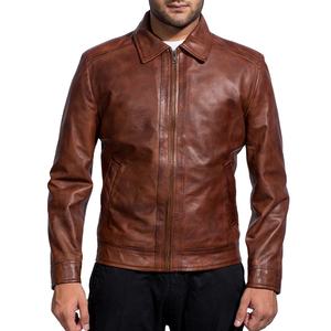 Chaqueta de Cuero Vintage para Hombre, Chaqueta de Cuero Marrón de Primera Calidad, Chaqueta de Cuero de Invierno para Hombre de Piel de Vaca/Oveja - Product Image 1