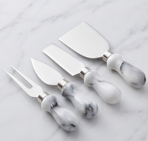 Juego de cuchillos de queso con mango de mármol tocado plateado, juego de cuchillos de mantequilla de acero inoxidable, utensilios de cocina, esparcidor de queso, utensilios de cocina - Product Image 3
