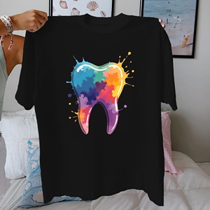 Splash en forme de dent abstraite T-shirt confortable en pur coton pour femme - Product Image 1